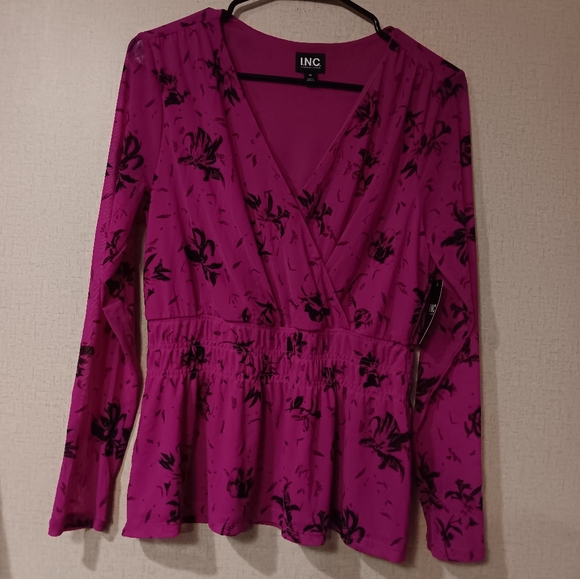 INC International Concepts Tops - INC International Concepts Magenta Blouse Sz M New